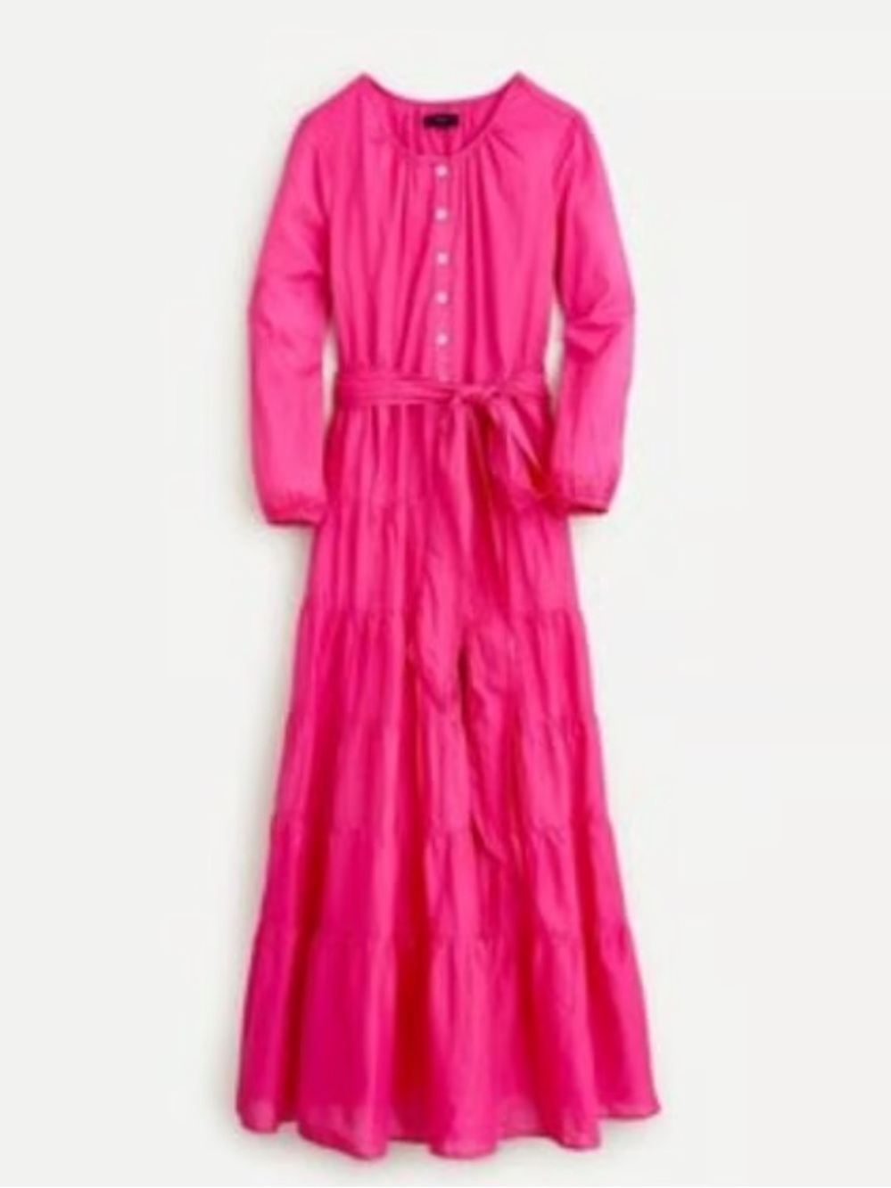 J.Crew Belted Button-Up Tiered Cotton Maxi Dress Size Small